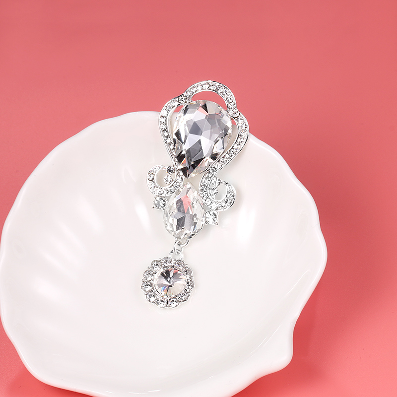 WEIMANJINGDIAN Silver Color Plated Glass Crystal Rhinestones Shinning Brooch Pins for Women or Wedding Bouquets