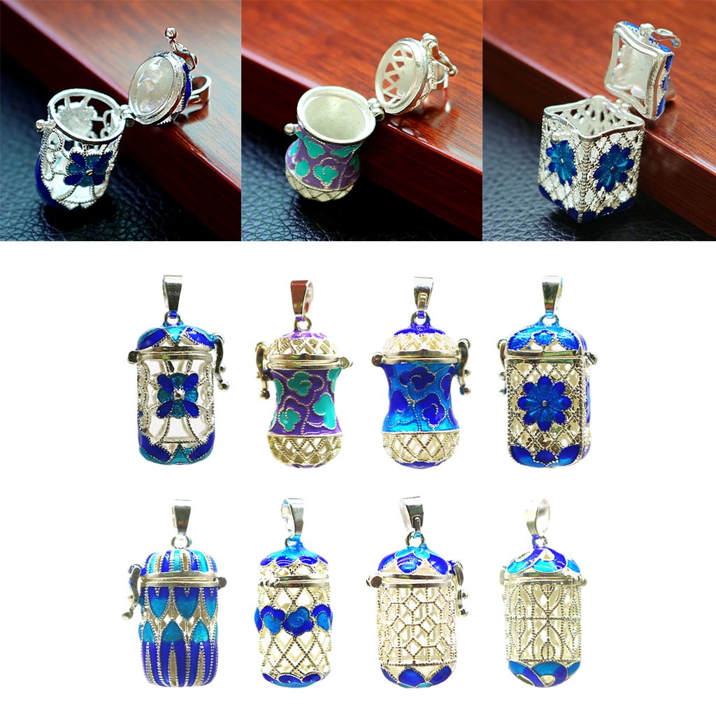 Essential Oil Diffuser Pendant Perfume Cage Locket Hollow Out Enamel Bottle