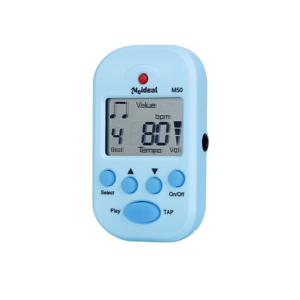Lcd mini metronom dobbeltkanals clip-on lomme metronom praktisk plast digital beat tempo metronom guitar: Blå