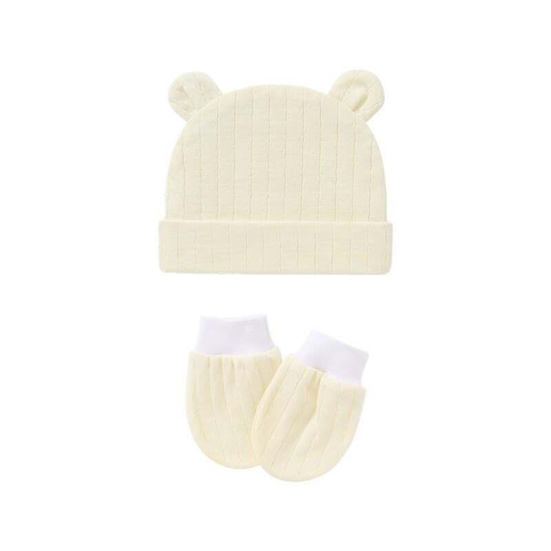 Gants en coton tricoté anti-rayures pour bébé + chapeau + couvre-pieds, ensemble de mitaines, chaussettes, bonnet