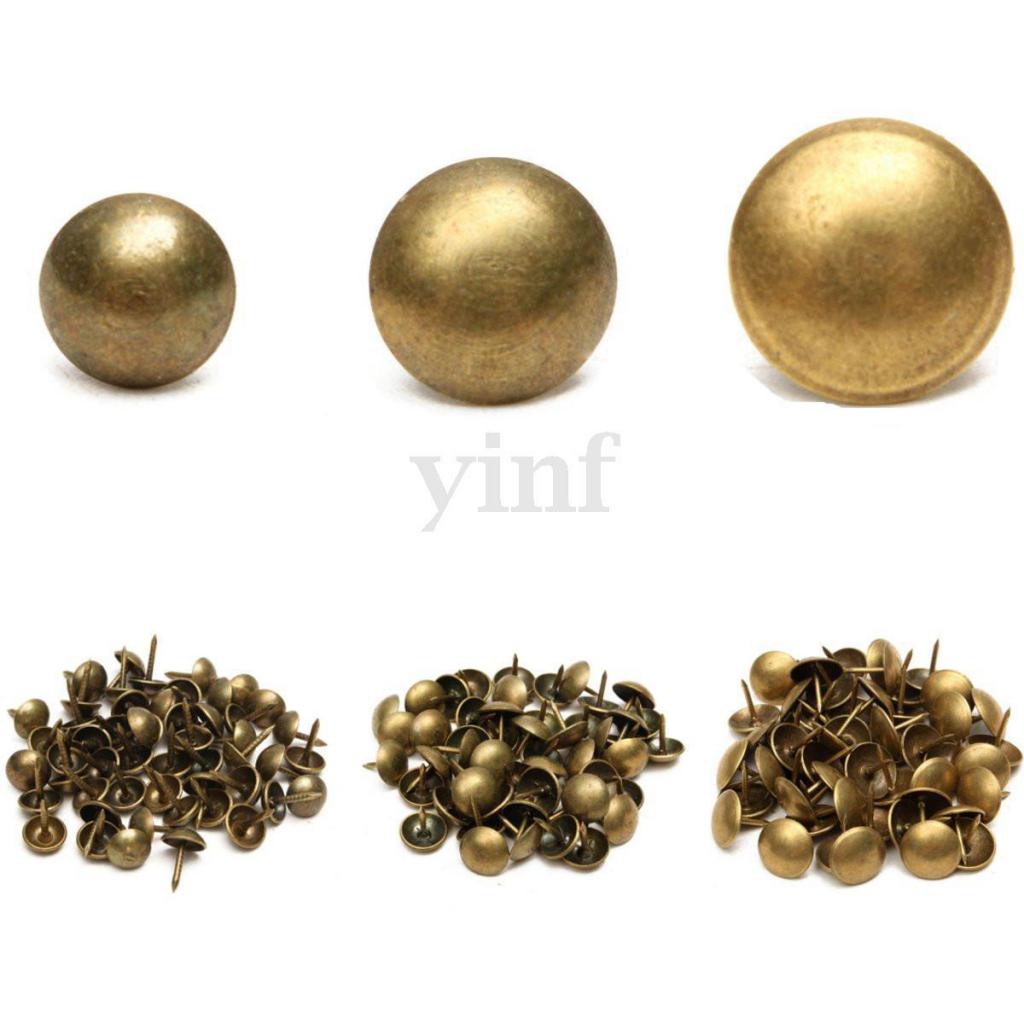 Tachuelas de tapicería antiguas para decoración de muebles, alfileres de bronce para dibujo, tachuelas para pulgar, paquete de 100