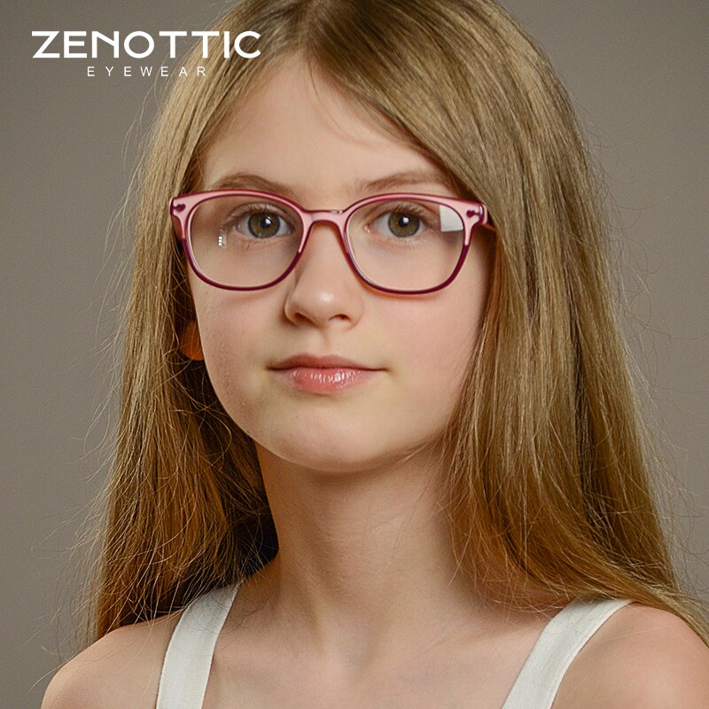 ZENOTTIC-gafas ópticas de acetato para niños y niñas, montura para miopía, lentes antirayos azules, gafas graduadas para Miopía