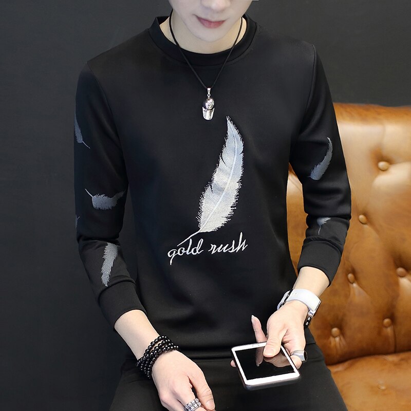 T-shirt à manches longues hommes sanitaires garde-robe étudiant haut en hiver épaissi automne vêtements tendance coréen bas Blouse: 4 / M