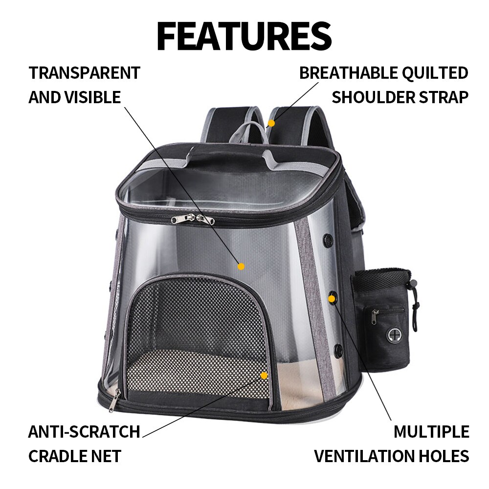 Cat Backpack Carriers Foldable Transparent Visible Pet Backpack Breathable and Sweat-absorbent Backpack for Travel, Hiking