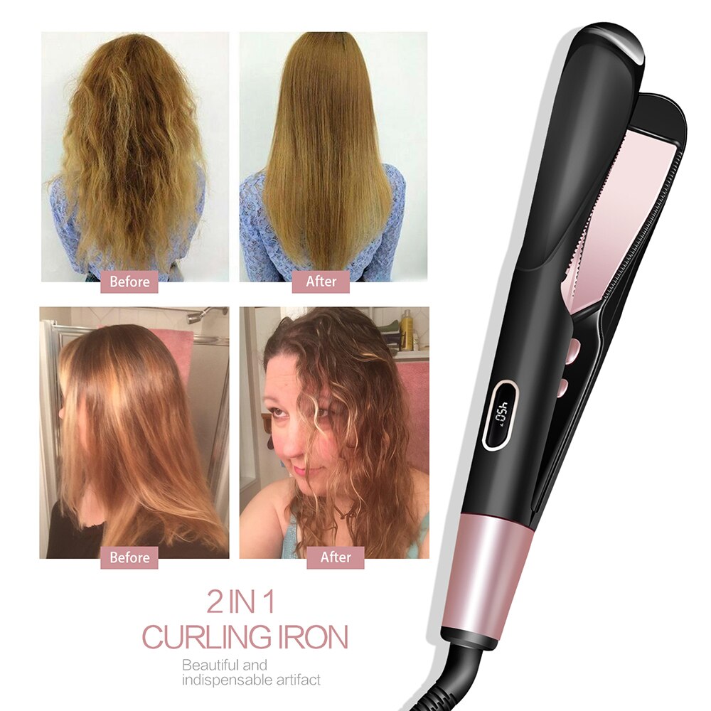 Bigoudi 2 en 1 pour femmes, pince à cheveux, fer à friser