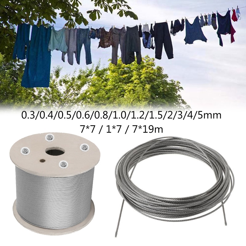 304 Edelstahl Seil Hohe Bruch Festigkeit Draht Wäscheleine 0,5mm/0,8mm/1,0mm/1,2mm/1,5mm/2mm/3mm/4mm/5mm/0,3mm/0,4mm/0,6mm