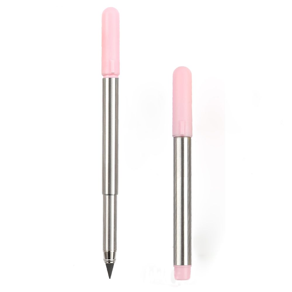 Inkless Pencil Retractable Metal Pen Writing Pencil Signature Pen Students Stationery Office School Supplies: Pink