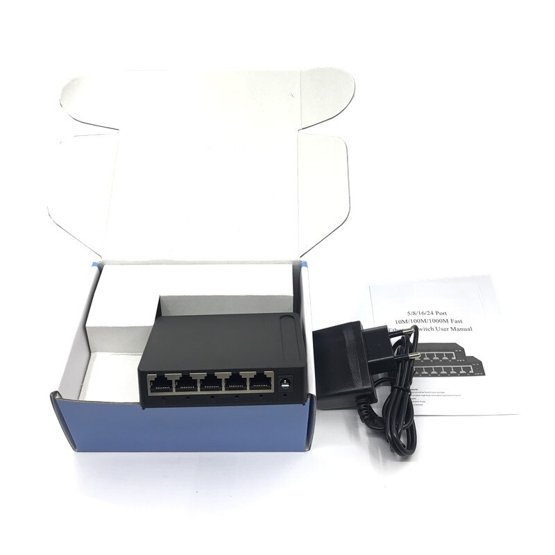 OEM factory Outlet Brand 5 Port Gigabit Ethernet Switch cheapest network switches 10/100/1000mbps US EU plug switch lan combo