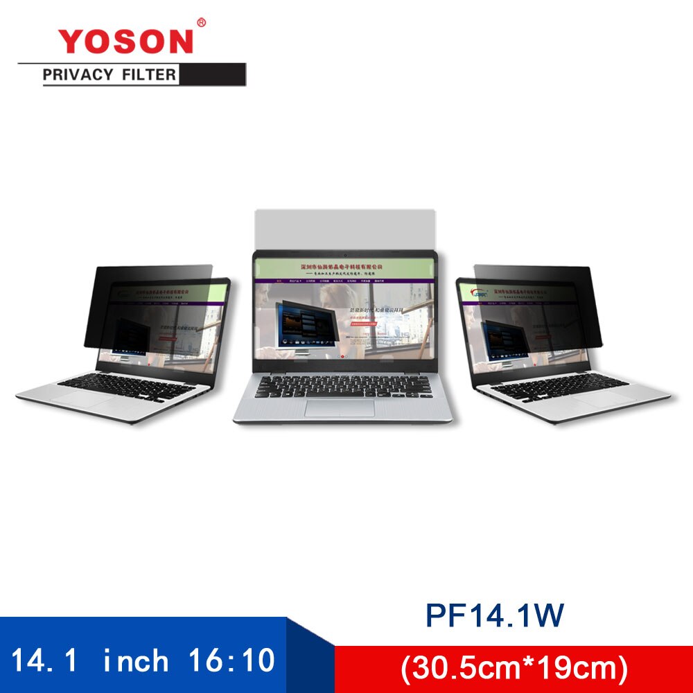 Yoson 14.1 tommer widescreen 16:10 notebook-computer privatlivsfilter / anti-peep-film / anti-refleksionsfilm / anti-skærm