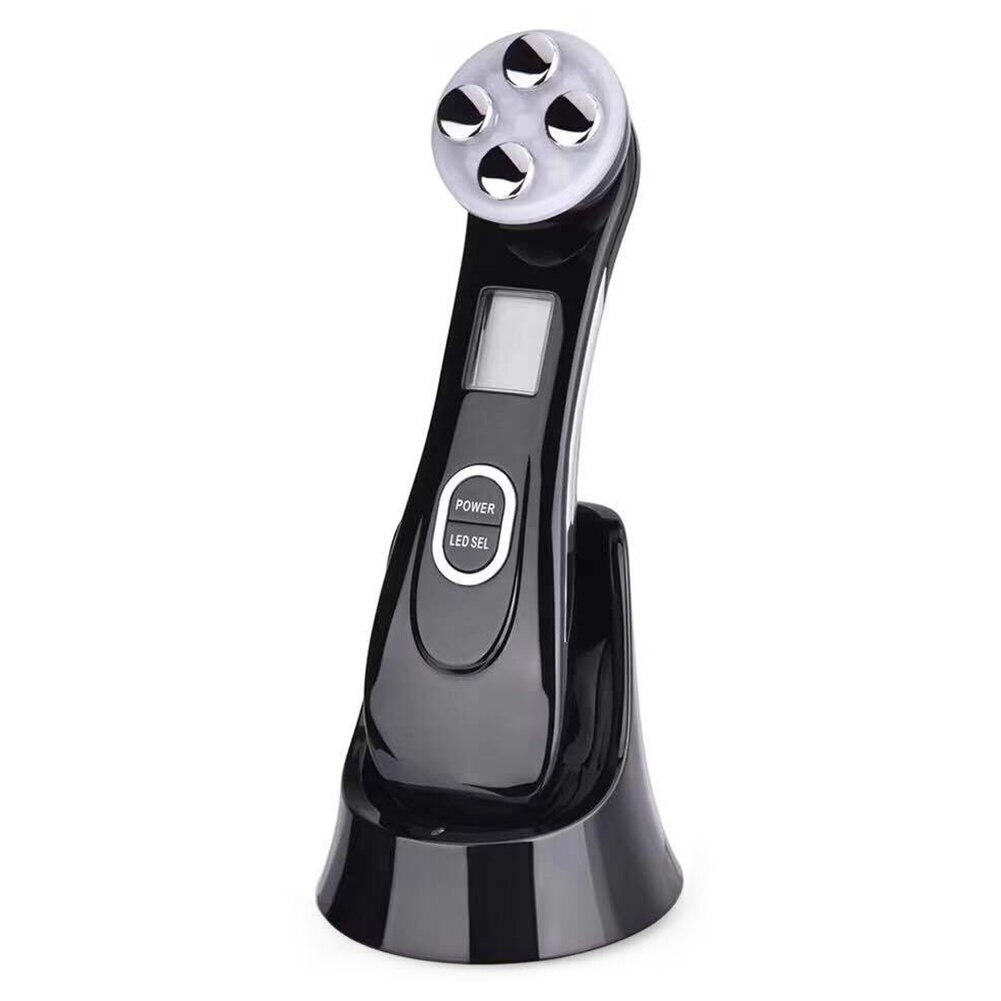 Face Skin EMS Mesotherapy Electroporation RF Radio Frequency Facial LED Photon Skin Care Device Face Lift Tighten Beauty Machine: Black