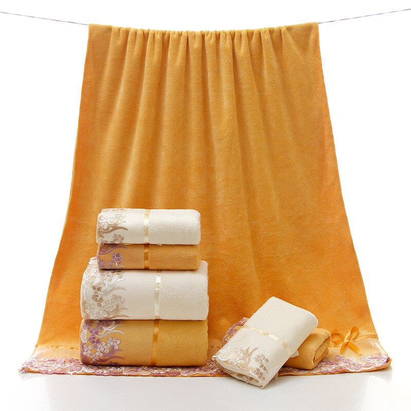 Juego De 3 unids/set De Toallas De baño con borde De encaje bordado para la cara, Toallas De microfibra, decoración De toalls Juegos absorbentes, baño De boda