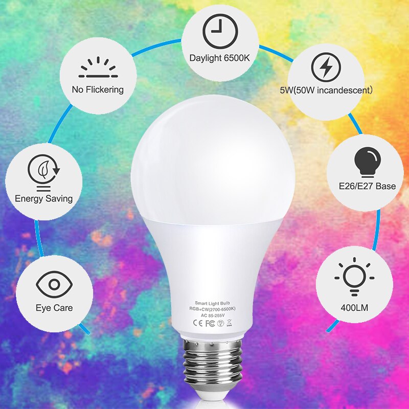 Smart WiFi Bulbs APP Control IR Remote Controller Led Lamp Home E27 B22 220V RGB Dimmable House Party Decorative Lighting