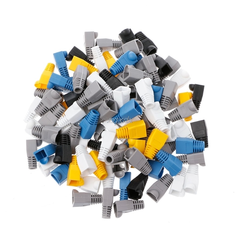 100Pcs/Lot Network Jack Plug RJ45 Connector Relief Boot Caps For Cat5 Cat6 Cable Whosale