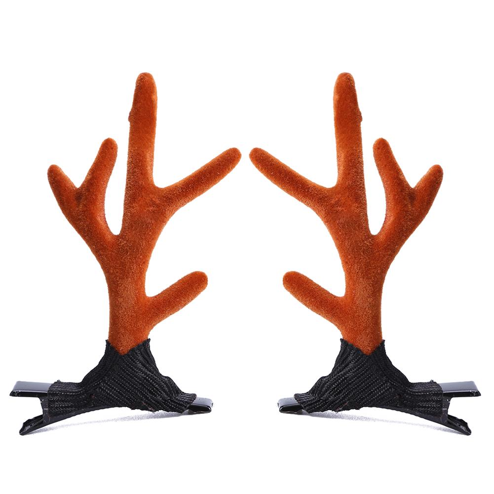 2 stuks schattige kerstgewei haarspelden van uitstekend duurzaam polyester, metaal, handwerk, haaraccessoires, haarspelden: Bruin c