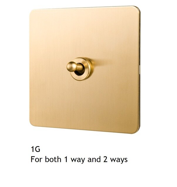 86MM Solid Brushed Brass Panel Wall Toggle Switch Brass Knob Retro Vintage Phone Fan Internet TV SCREW: 1G