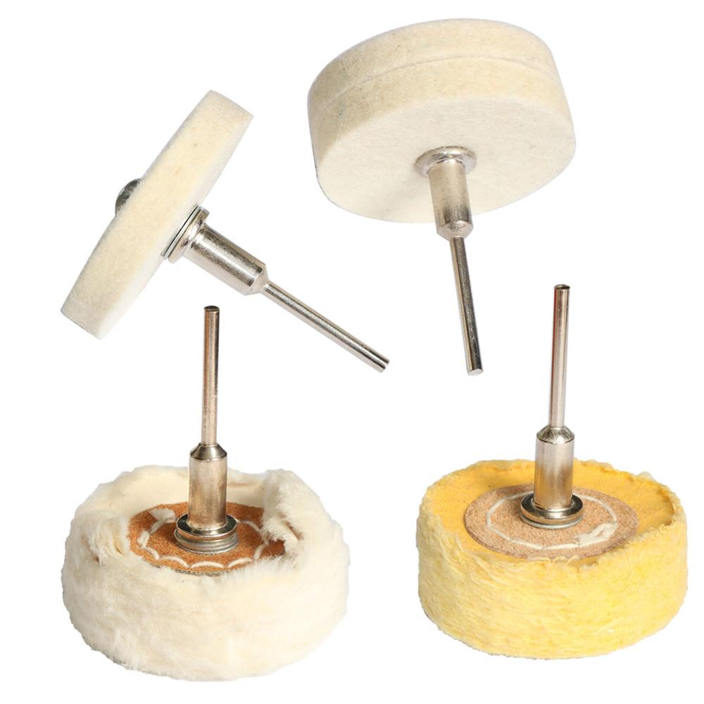Cabezal de pulido de tela de algodón, rueda pulidora de fieltro de lana, mango de pulido de espejo de 3/6mm para accesorios de herramientas rotativas de taladro, 2 pulgadas, 50mm, 1 unidad