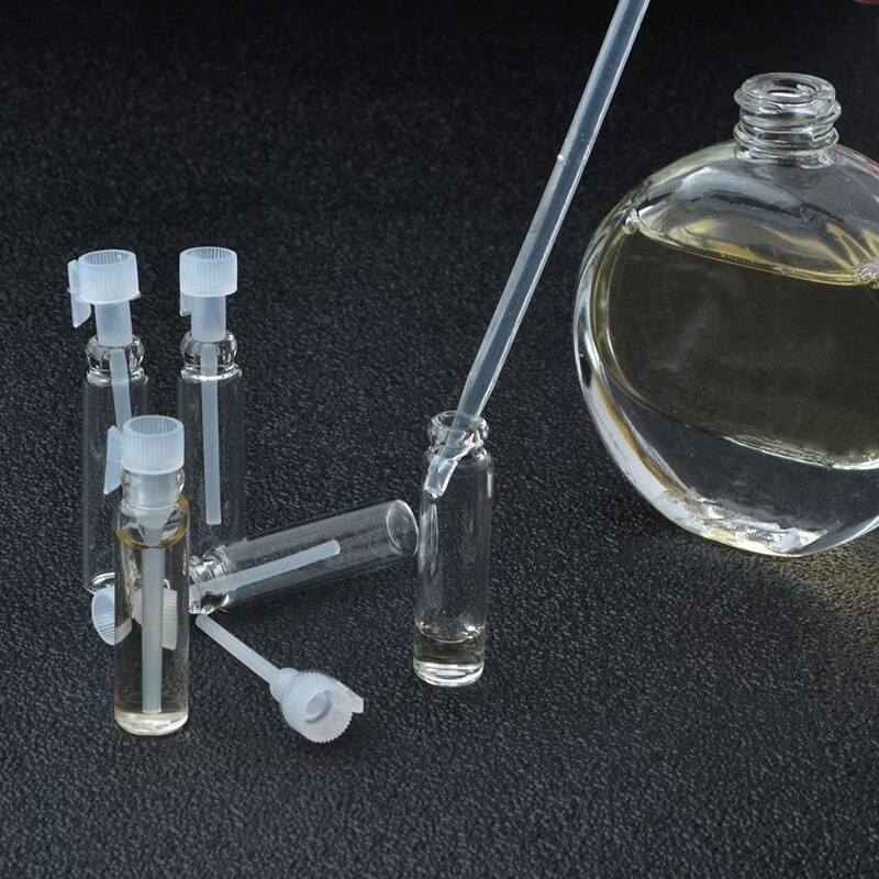 Mini viales de muestra de Perfume de cristal, 5 uds., botella vacía de aceite esencial de 1ml 2ml, botellas de prueba de tubo de prueba de fragancia líquida de laboratorio