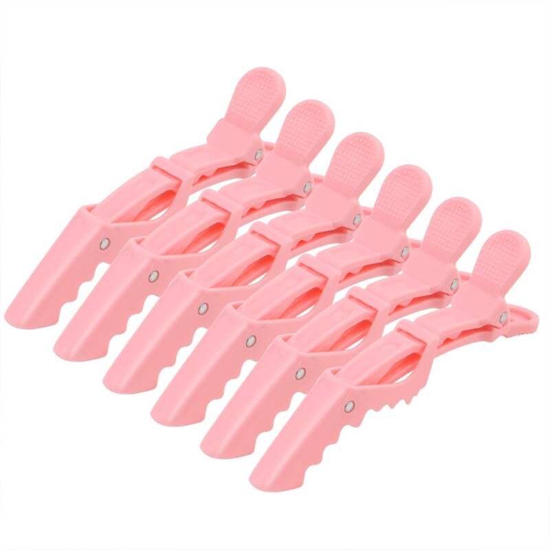 6 Pcs Sectioning Clips Hair Sectioning Clip Clamps Pink Alligator Plastic Hairdresser Clips for Hairdressing Styling Salon