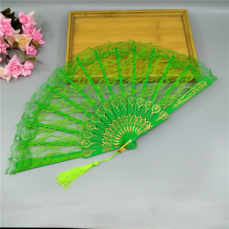 23cm Thin Lace Fan Plastic Bone Hand Fan Art Craft Lolita Japanese Sweet Girl Dance Photo Props Wedding Party Decoration
