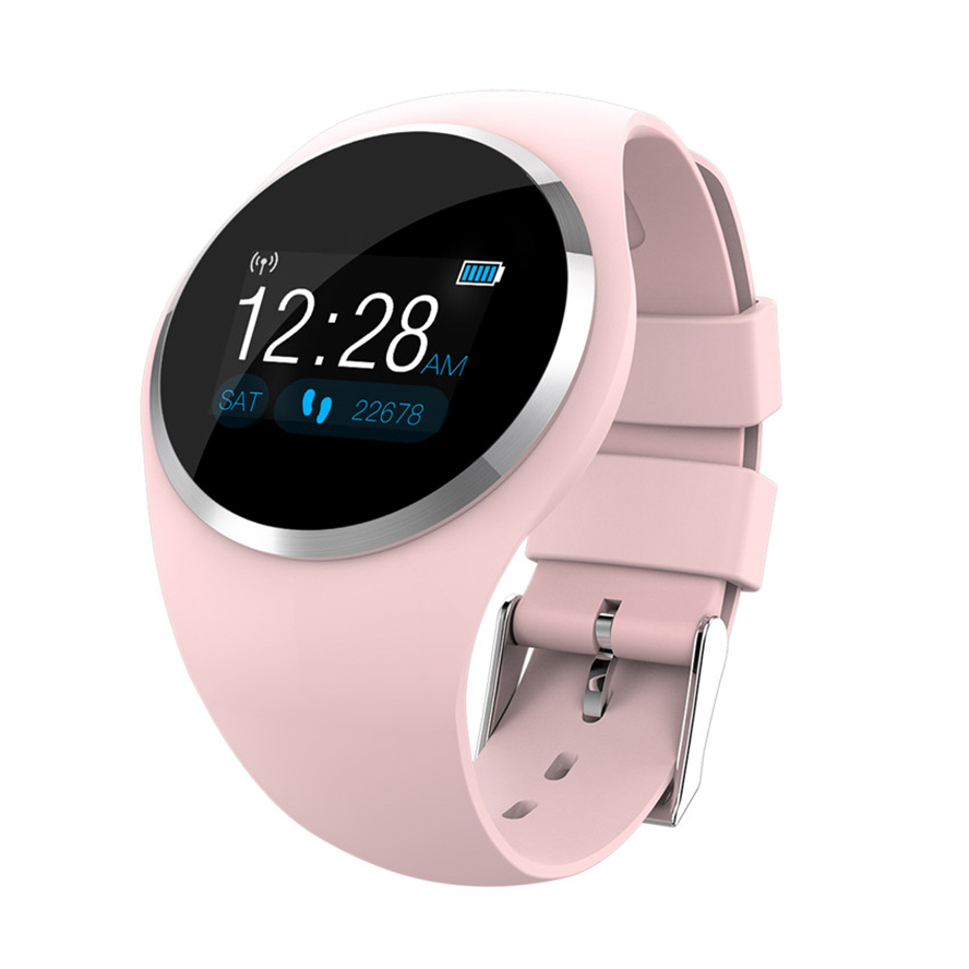 Q1 Bluetooth Smart Uhr Männer Frauen Edelstahl Wasserdichte Tragbare Gerät Smartwatch Armband für Ios andriod telefon: Rosa