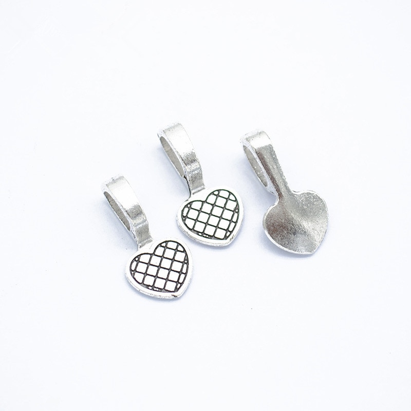 20 piezas de aleación de plata antigua de 19x9mm, almohadilla plana con pegamento en forma de corazón, baldosas colgantes, accesorios de joyería para cabujón