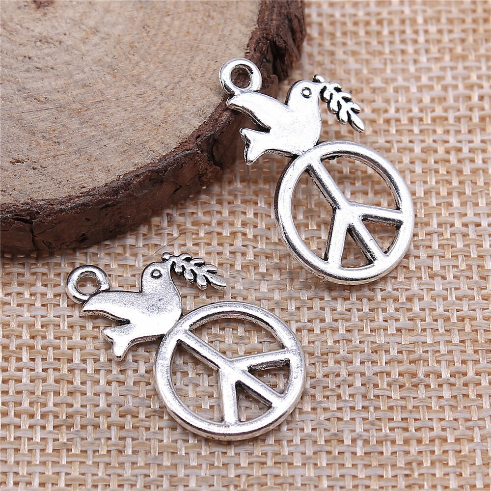WYSIWYG 10 stücke 28x16mm Frieden Zeichen Taube Charme Anhänger Für Schmuck, Der Frieden Taube Anhänger Charme