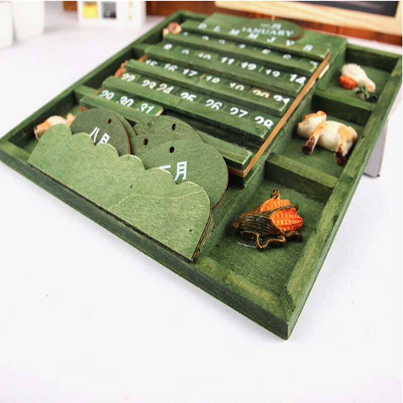 Wooden Decoration Calendar Board Quiz Puzzles DIY Dates Permanent Calendar Home Office School Classroom Stationery