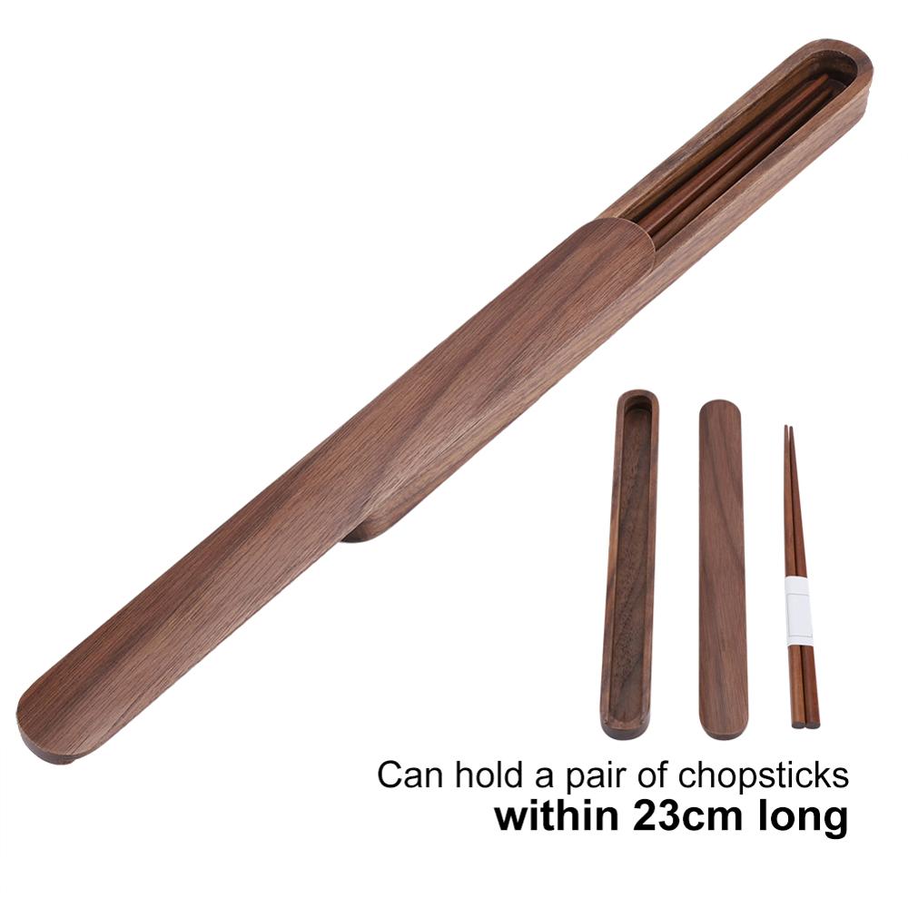 Black Walnut Wooden Chopstick Box Set Non-slip Chopstick Storage Case Portable Travel Chopstick Case Sushi Chopsticks Box