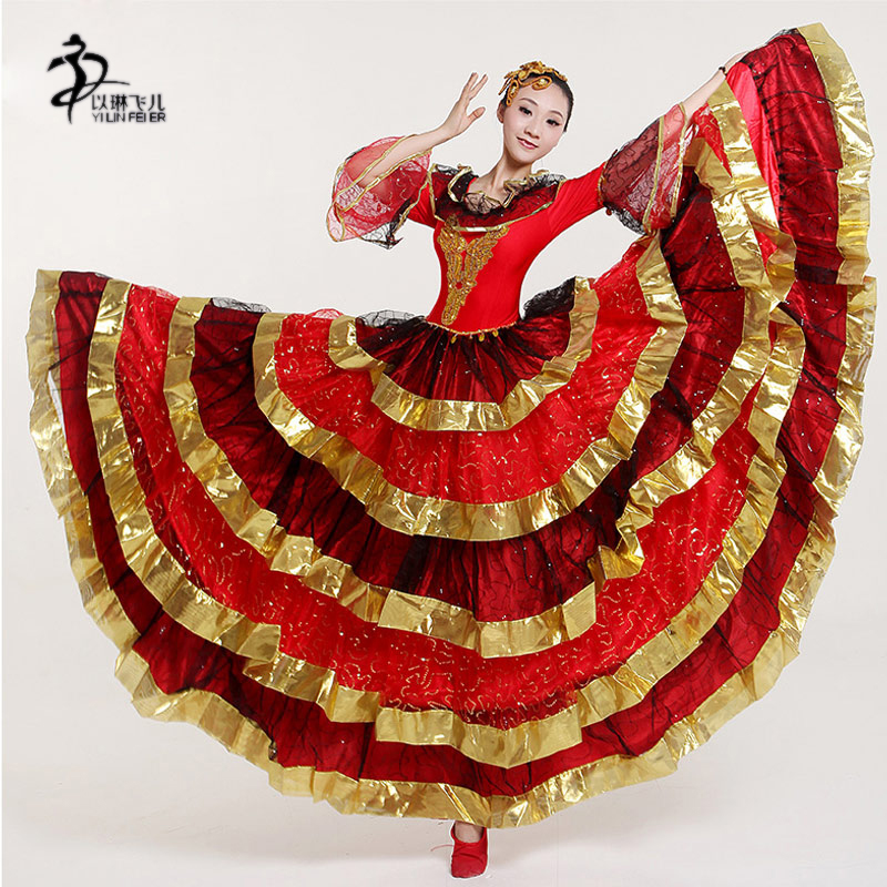 Flamenco Dress Spain Opening Dance Dress/ Tango Flamenco Dance Dress90/180/270/360 Degree/Spanish Flamenco Dress Skirts