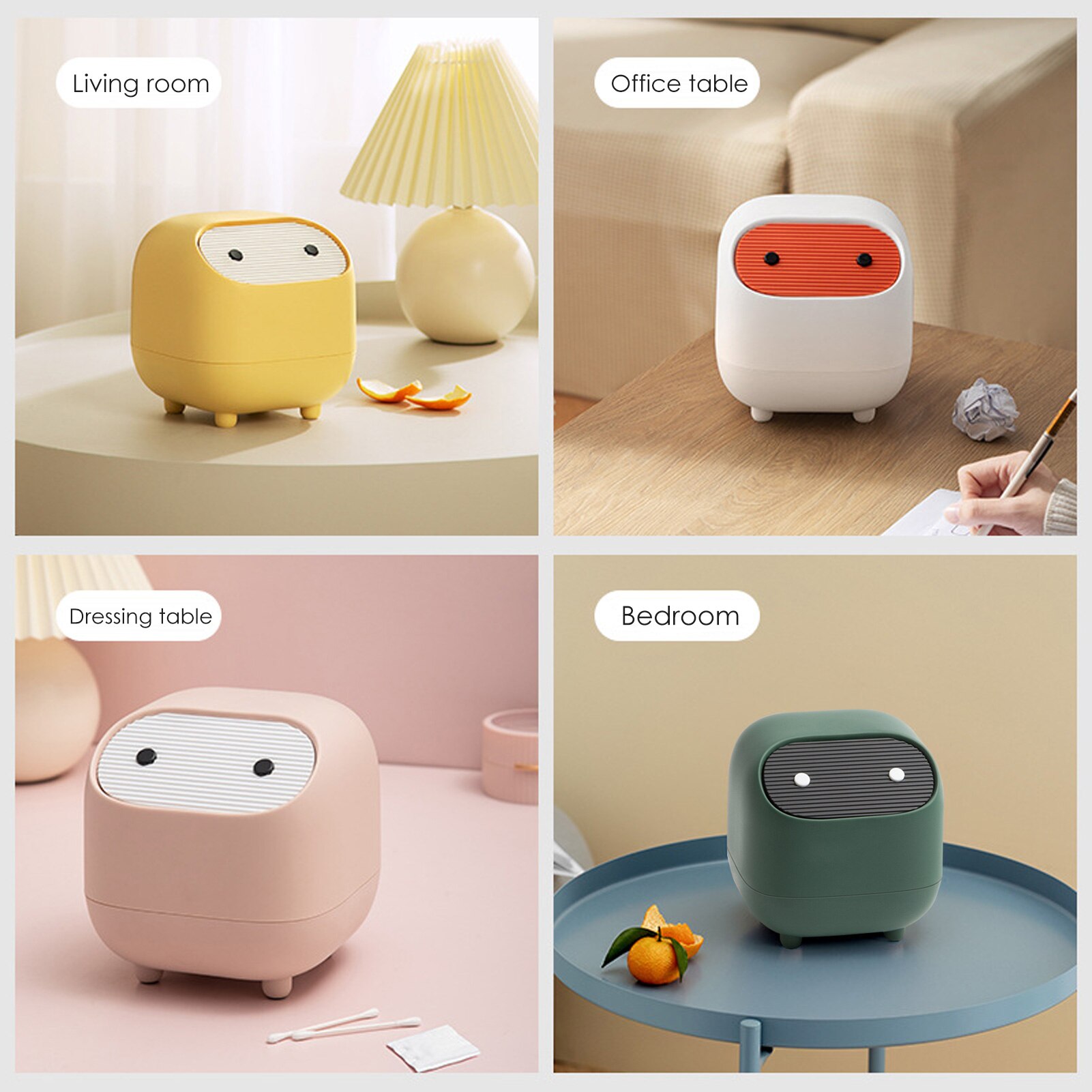 Mini Leuke Desktop Prullenbak Multifunctionele Plastic Woonkamer Bureau Pers-Type Cover Bureau Opslag Emmer