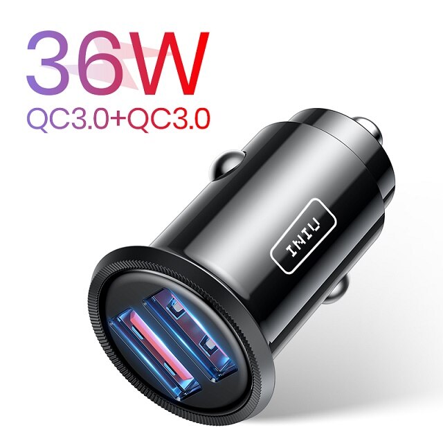 Iniu 5A Usb Autolader Quick Charge 4.0 QC3.0 Type C Mobiele Telefoon Pd 30W Snel Opladen Adapter Voor iphone Huawei Xiaomi Samsung: Dual QC3.0