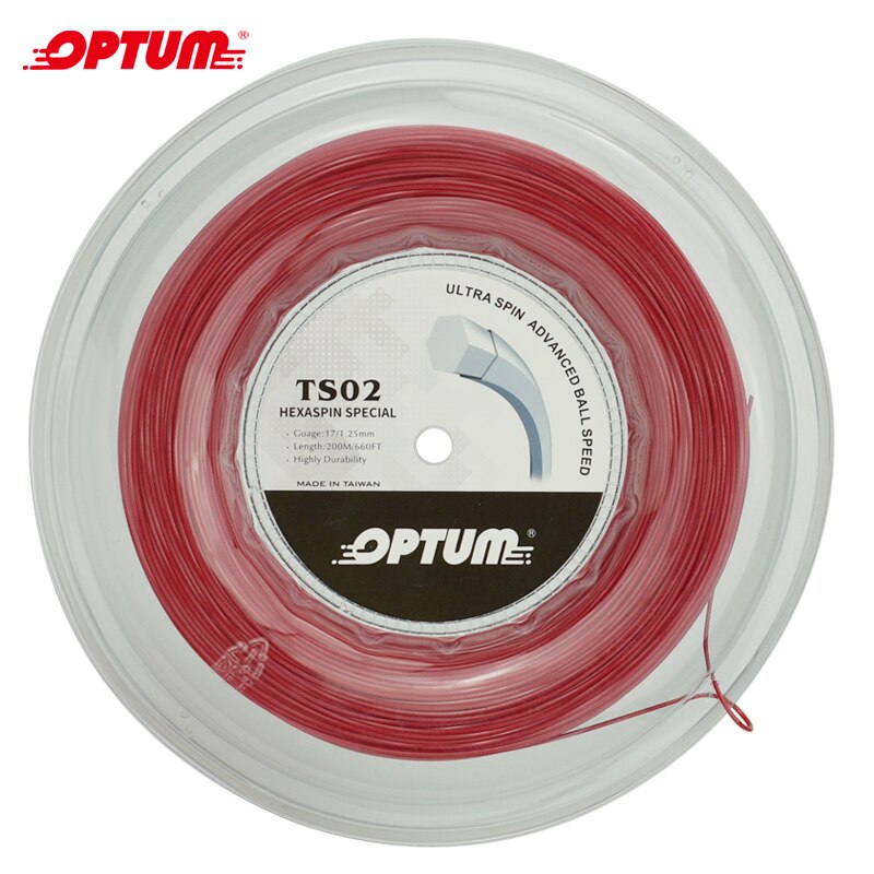 Optum hexraspin especial 1.25mm hexagonal tennis string top-spin poliéster raquete corda torção durável gym string 200 m/carretel