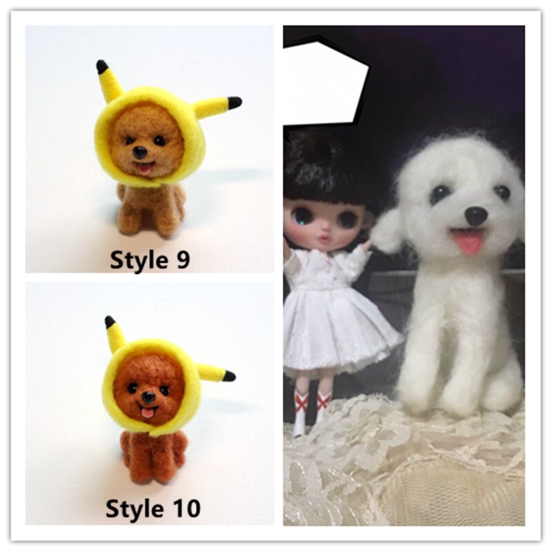 5 farver bamse nålefilt dyr diy craft kit håndlavet sød filtehund shiba inu uldfilt legetøj julefilt til børn