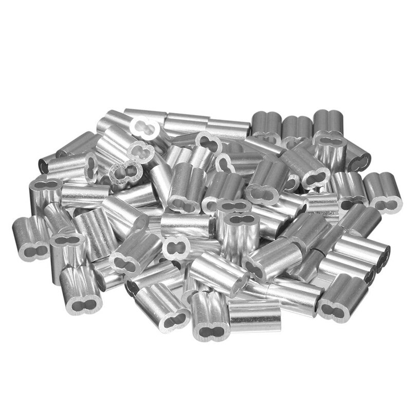 200 Stuks Diameter Wire Rope Aluminium Mouwen Clip Fittings Kabel Crimps - 100 Stuks 3/32 Inch (3.0Mm) & 100 Stuks 5/64 Inch (2Mm)