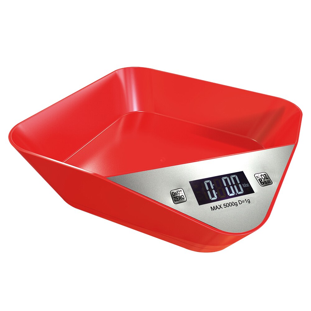 Kitchen Scale Home Food Weighing ABS Tools Measuring Battery Powered Bowl LCD Display Puppy Mini Durable Multifunction Digital: Red