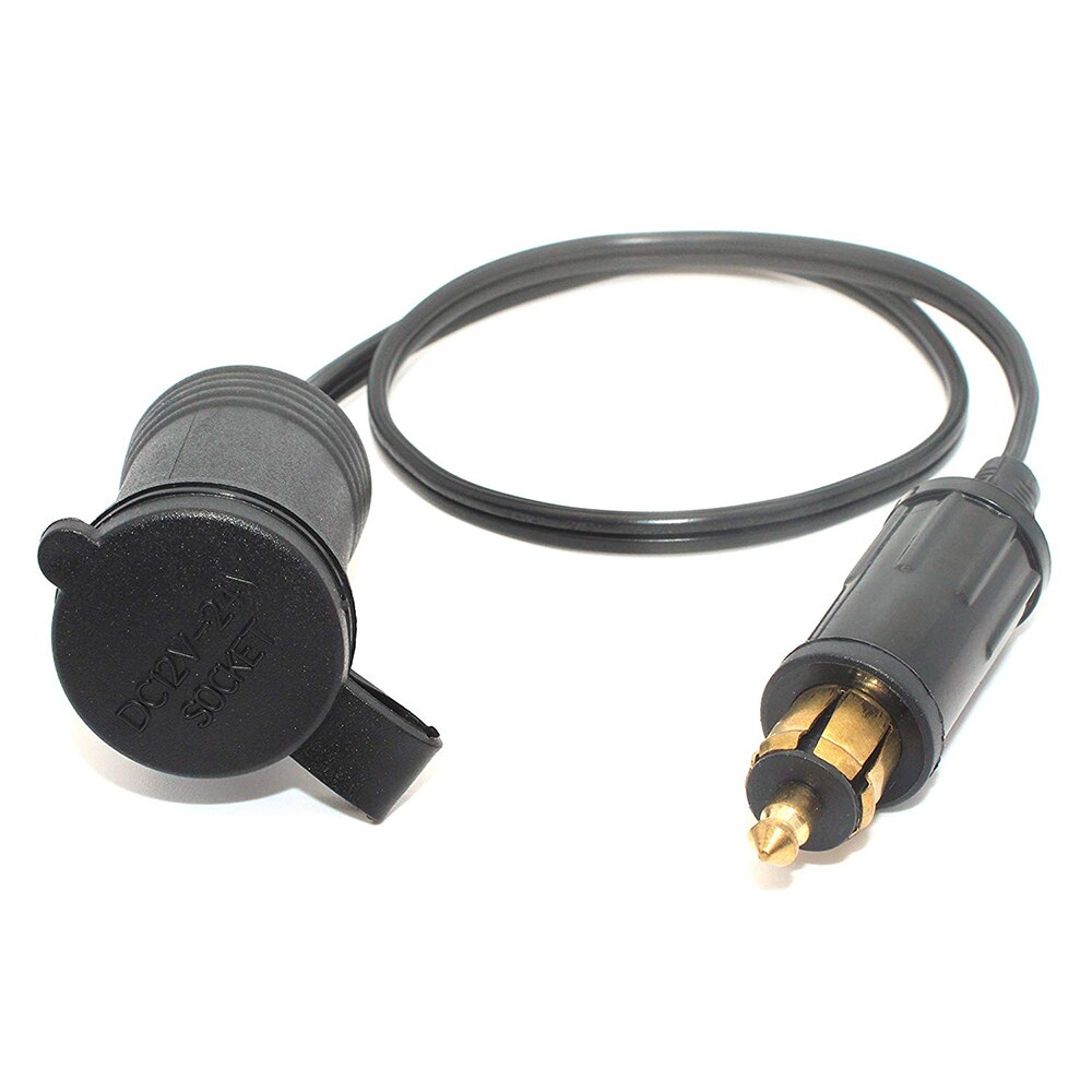Extended Powerlet Hella DIN Male Plug to Standard Cigarette Lighter Socket Adapter male DIN plug on European motorcycles