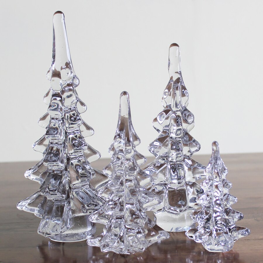 Mini albero di natale Desktop in vetro trasparente ornamenti per alberi di natale regali di festa decorazioni per la casa albero di natale accessori Kawaii