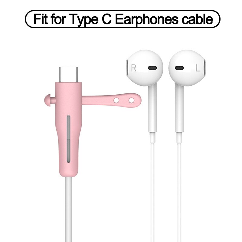 Kabel ładujący Protector do słuchawek iPhone uchwyt do kabli danych opaski do kabli winder Clip ładowarka przewód do zarządzania kablami organizer: TC Earphone-Pink