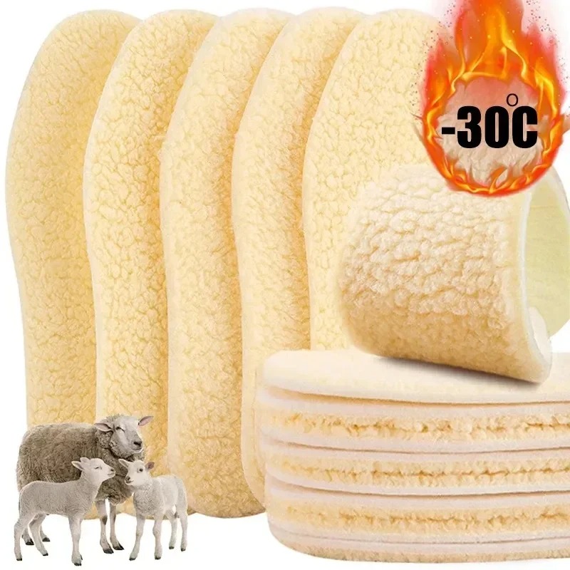 Natuurlijke Lam Fleece Inlegzolen Mannen Vrouwen Winter Warm Houden Binnenzool Zachte Wol Dikker Shoepad Kasjmier Schoenen Insert Thermische Schoen Pads