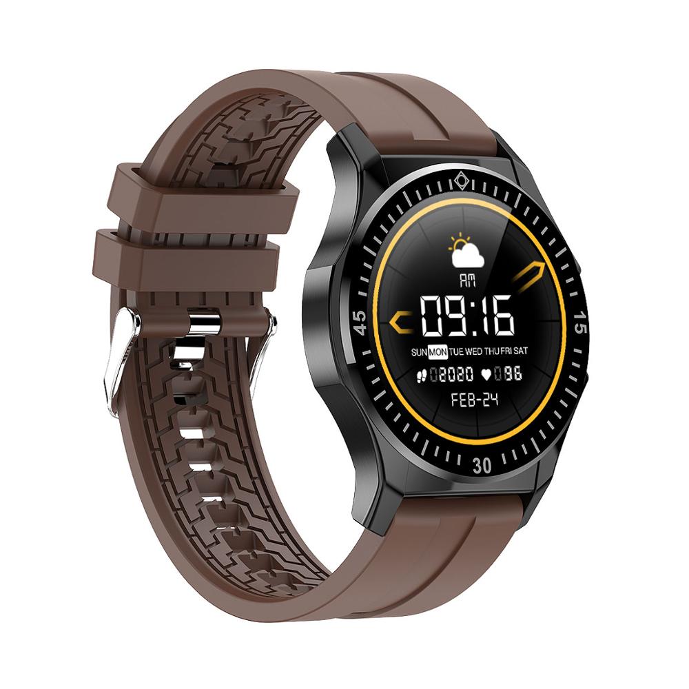 Body Temperature Measurement Smart Watch Men's Smart Wristwatch Sports Heart Rate Pressure Fitness Tracker smartwatch: Coffee Black