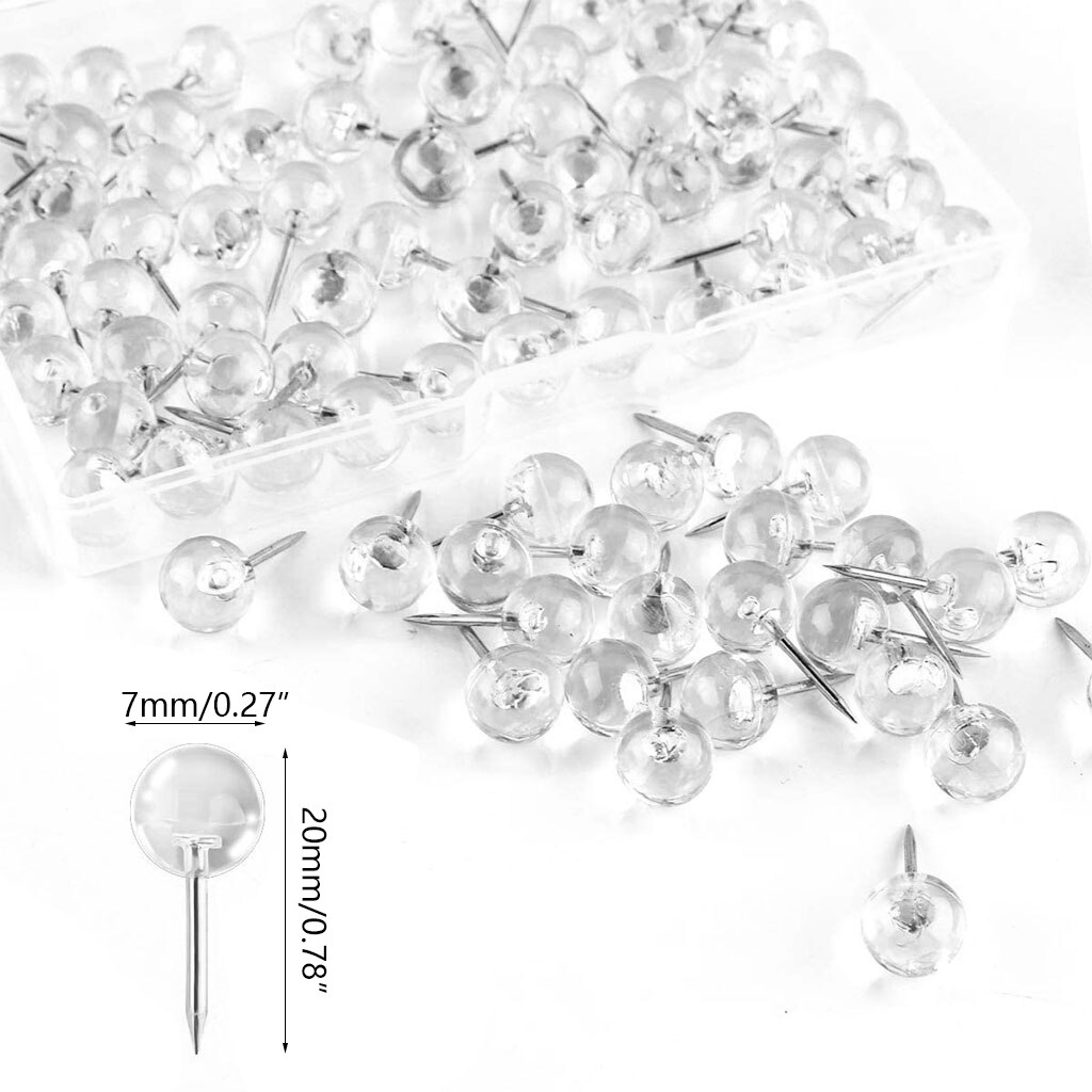 100pcs Mini Sphere-shaped Pushpins Simple Map Pins Photo Memo File Thumb Tacks Home Office Wall Message Board Supplies
