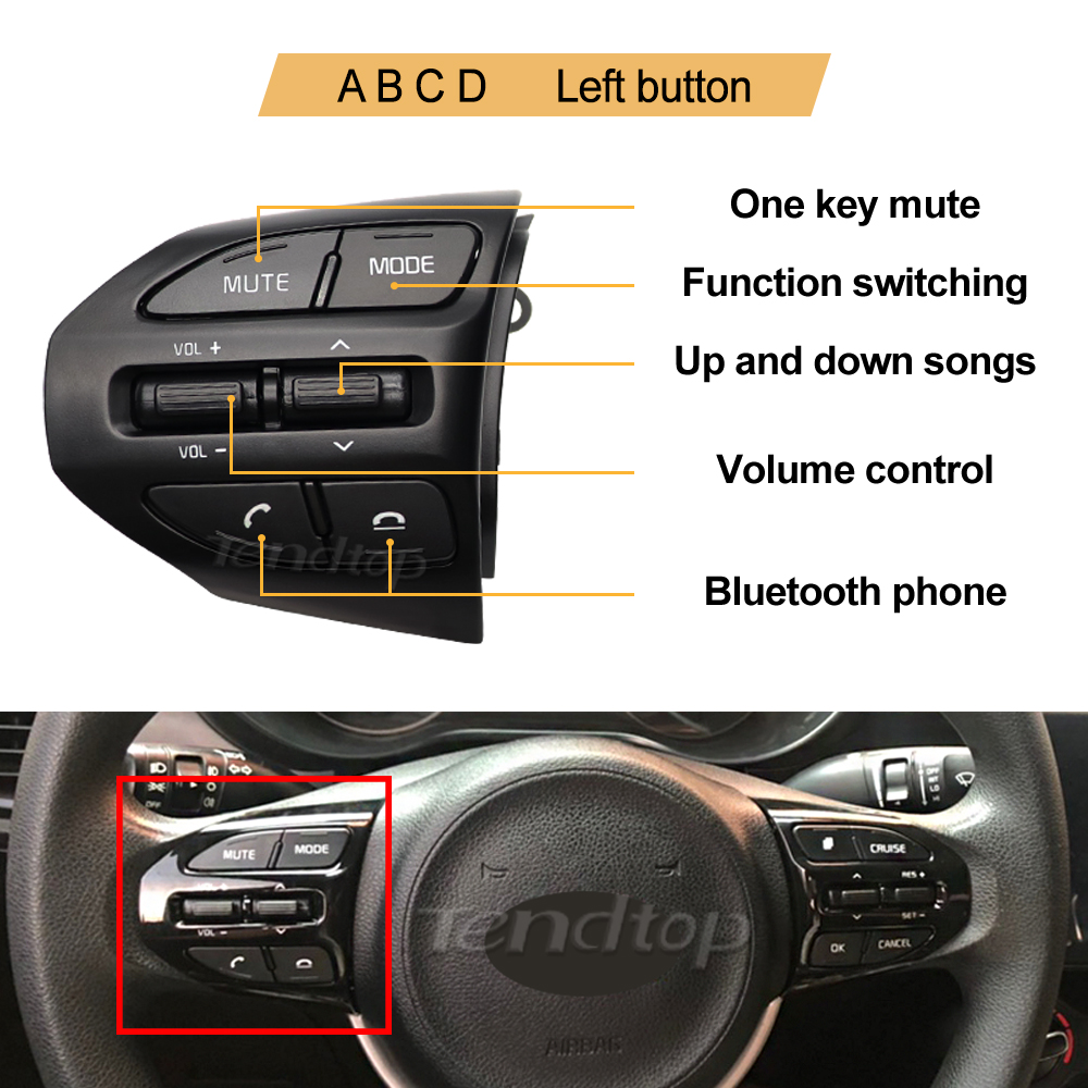 Pre kia  k2 rio ikslain august x-line luxe red line na volante tlačidlo tempomatu bluetooth audio telefón prepínač hlasitosti auto