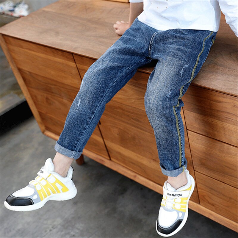 Pantalones vaqueros clásicos para niños, mallas de lápiz para adolescentes, pantalones vaqueros rectos ajustados, pantalones casuales de Jean para niños Y62