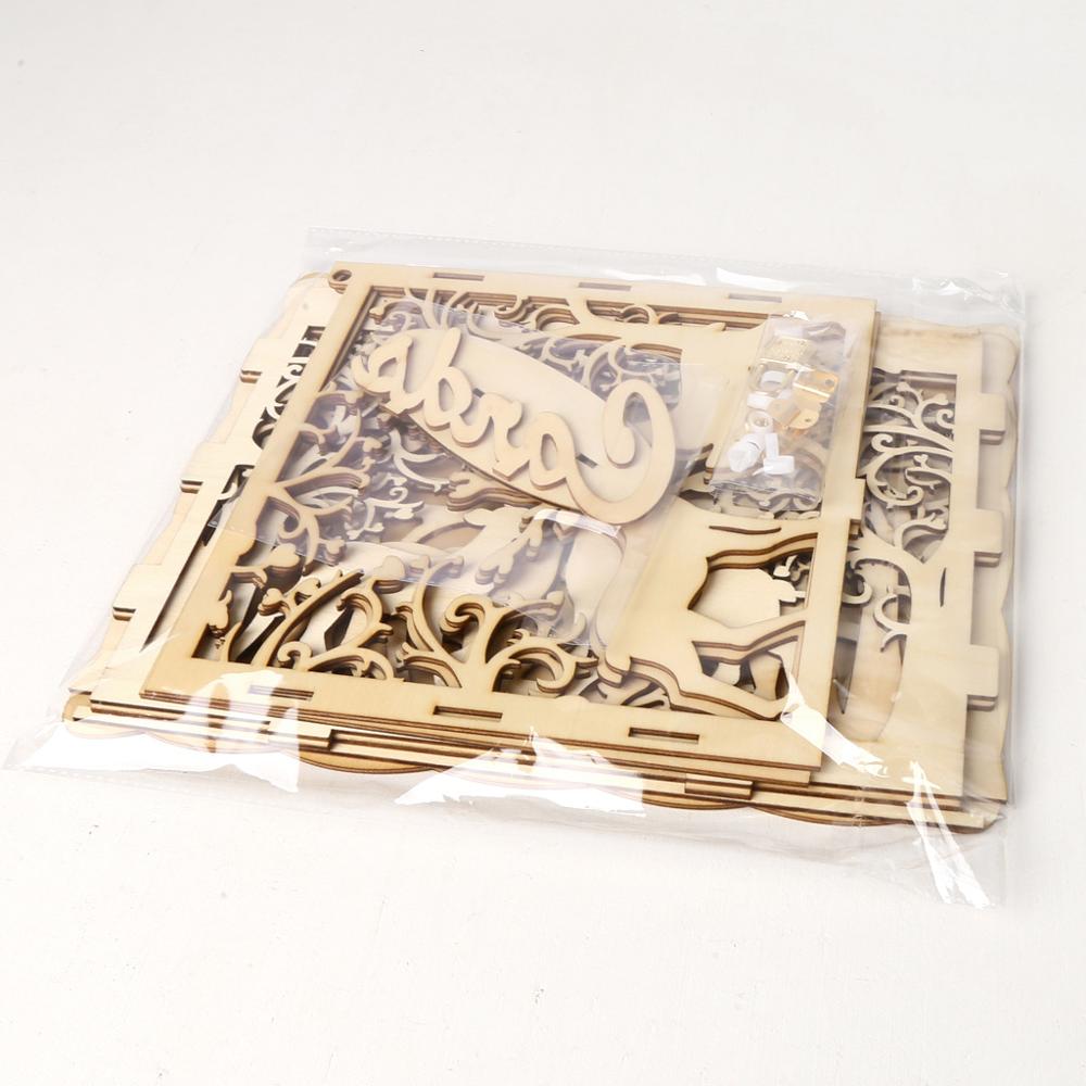 DIY Wedding Card Box Wooden Couple Deer Pattern Wedding Supplies Greeting Card Box Check-in Box Wedding Card Collection Box