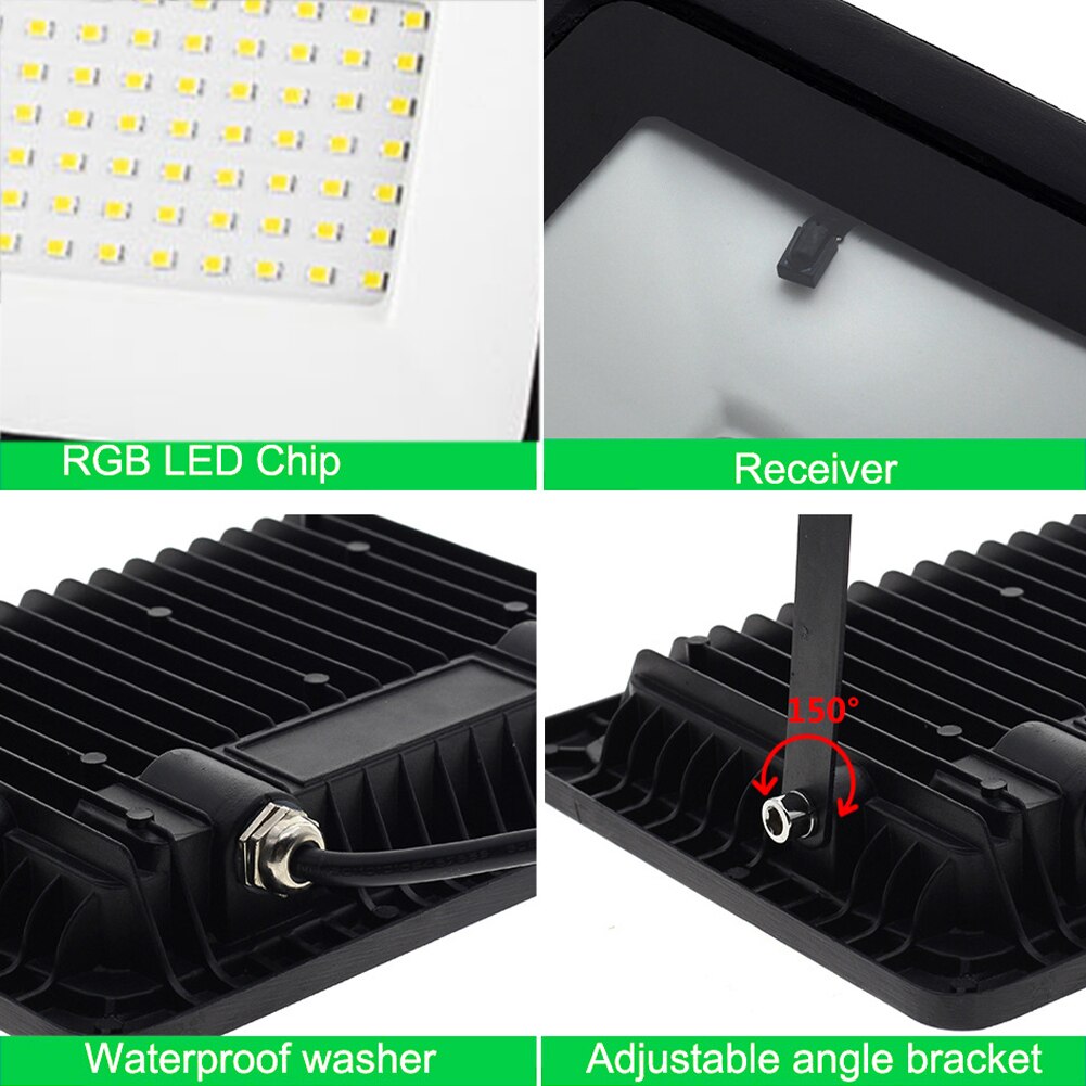 110V/220V RGB Led Floodlight 50W 100W Outdoor Wall Washer Lamp Reflector IP68 Waterproof Garden Lighting RGB Flood Light