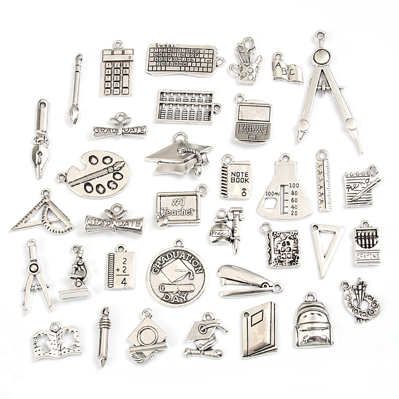 20Pcs Mix Zilver Kleur Boek Bachelor Cup Pen Charms Verf Board Hanger Maken Schoolbenodigdheden Sieraden Accessorie M164