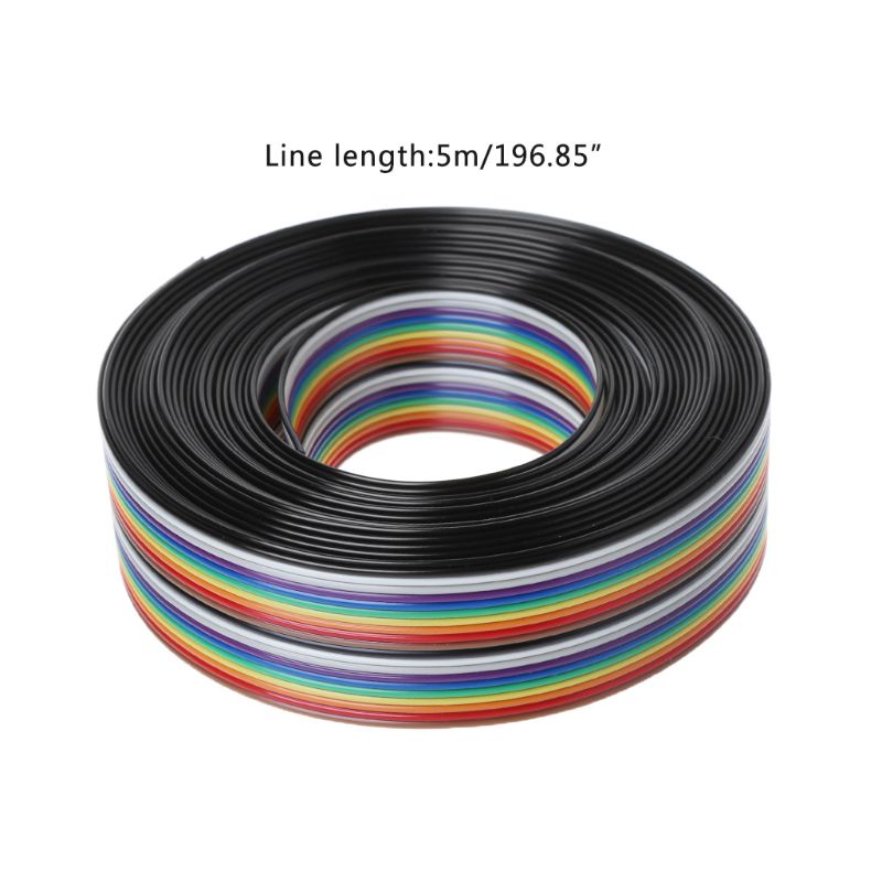 5M Rainbow Kabel 20Pin Dupont Draad Met 1.27Mm Lijn Pitch Sluit Draden