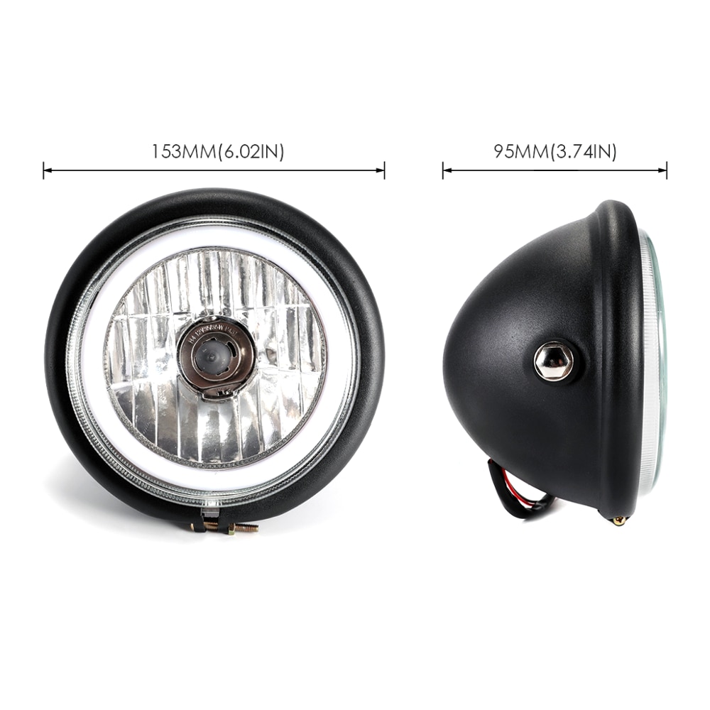 6 inch motorfiets refit led koplamp met beugels  dc 12v universele retro zwarte scooter 6 inch koplamp motorfiets motor koplamp