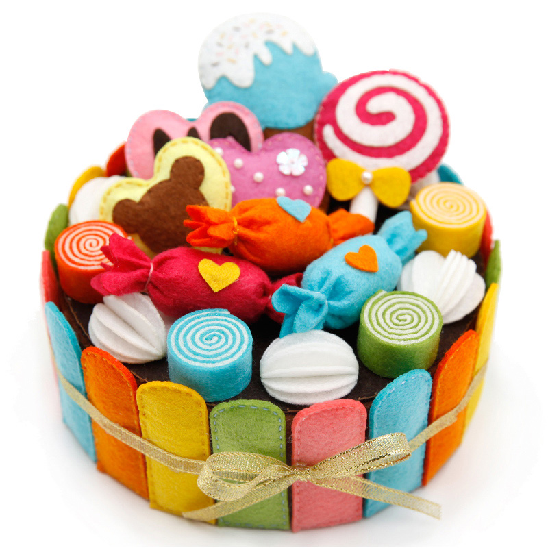 8 Styles DIY Felt Cloth Birthday Cake Box Handmade Cute Cake Storage Case For Children Birthday Special Felt DIY Package