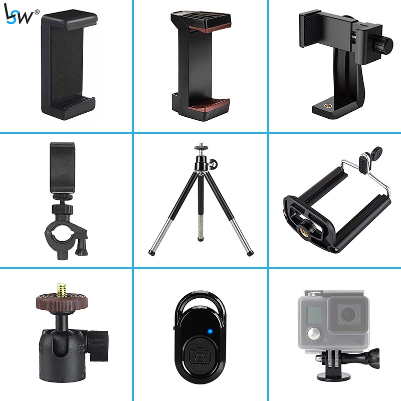 Universal Tripod Accessory Mount Gopro Adapter Cell Phone Holder Clip Shoe Bluetooth with 1/4 Screw